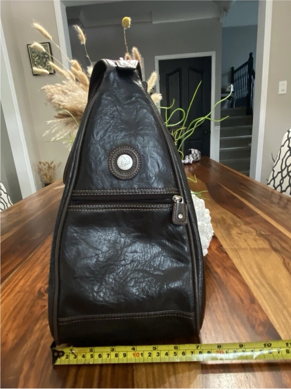 Mouflon black leather convertible travel bag backpack